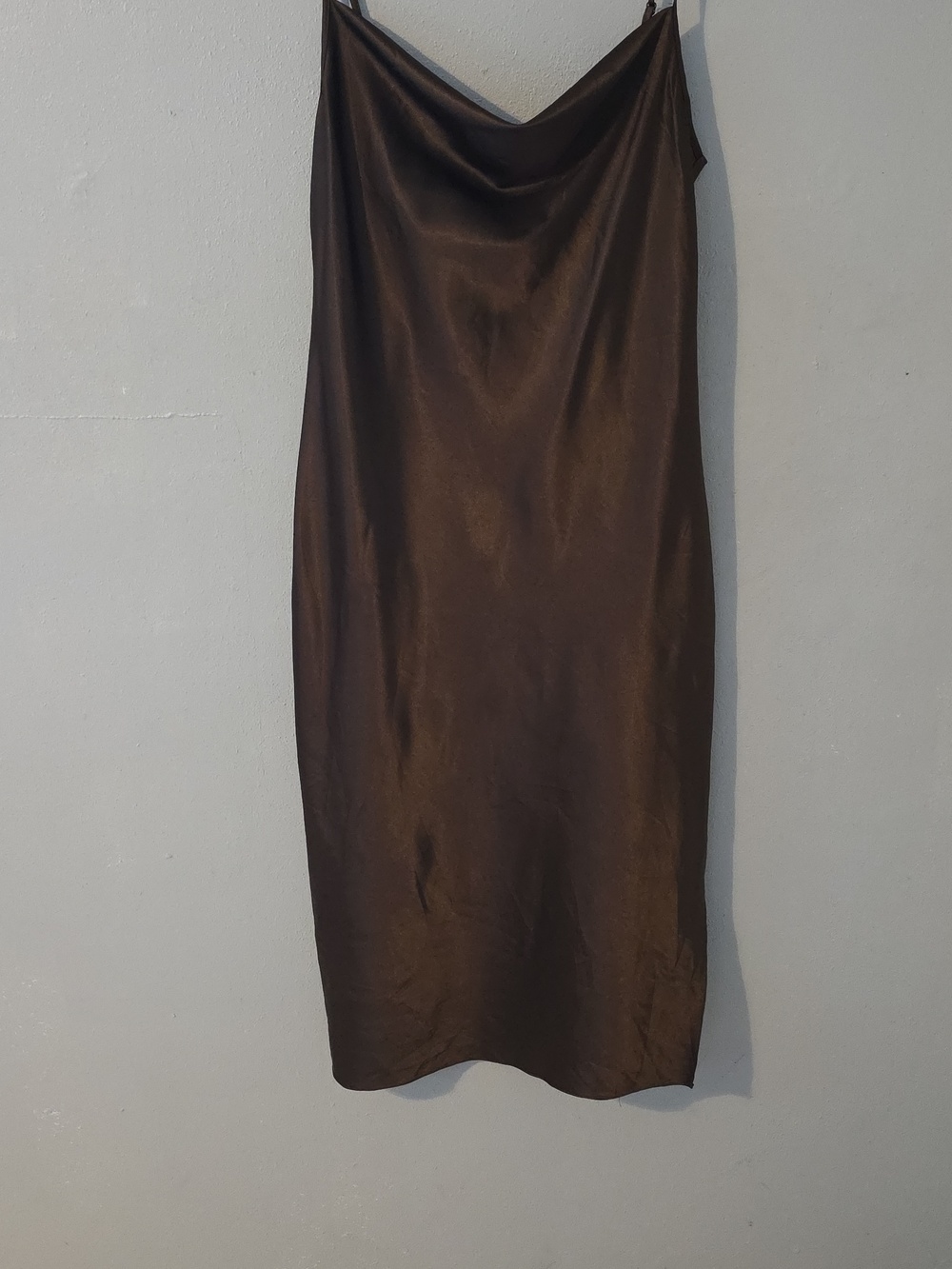 ASOS Brown Cowl Neck Satin Dress Size 8